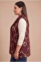 Patterned Large Size Cashmere Vest with Cotton Lining Inside, Burgundy - 4