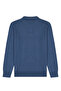 Men's Polo Collar Indigo Sweater Rice Patterned Cotton Knitwear Steel Knit Classic Pattern - 5410F - 6