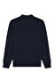 Men's Polo Collar Plain Knitwear Cotton Navy Blue Sweater Steel Knit Classic Pattern - 5400F - 6