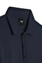 Men's Polo Collar Navy Blue Sweater with Shoulder Stripe Detail Knitwear Classic Pattern - 5408A - 4