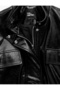 Drawstring Long Sleeve Stand Collar Leather Look Jacket with Pockets - 8