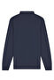 Men's Polo Collar Navy Blue Sweater with Stripe Pattern Knitwear Classic Pattern - 5407A - 6