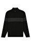 Men's Half Fisherman Knitwear Cotton Black Sweater Stripe Patterned Steel Knit Classic Fit - 5402B - 2