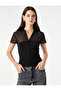 Slim Fit Short Sleeve Shirt Collar Viscose Blouse - 2