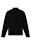 Men's Half Fisherman Shoulder Stripe Detailed Knitwear Cotton Black Sweater Steel Knit Classic Pattern - 5401B - 2