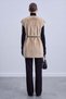 Pocket Detailed Belted Plush Vest Camel Hair - 3