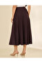 Women Burgundy Pleated A-Line Maxi Skirt - 3