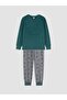 Children's Pajama Set Long Sleeved Printed Top and Patterned Long Bottom Comfortable Home Wear Set W6P646C4