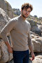 Men's Half Fisherman Mink Sweater Cotton Knitwear Rice Patterned Steel Knit Classic Pattern - 5410B - 3