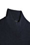 Men's Half Fisherman Navy Blue Sweater Cotton Knitwear Rice Patterned Steel Knit Classic Fit - 5410B - 4