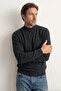 Men's Half Turtleneck Plain Knitwear Cotton Smoked Sweater Steel Knit Classic Pattern - 5400B - 3
