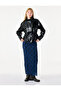 Drawstring Long Sleeve Stand Collar Leather Look Jacket with Pockets