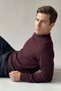 Men's Half Fisherman Burgundy Sweater Cotton Knitwear Rice Patterned Steel Knit Classic Fit - 5410B - 5