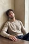 Men's Crew Neck Wheat Sweater Thessaloniki Knit Solid Color Classic Fit - 5550C - 3