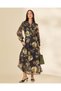 Women Black Floral Print Pleated Skirt - 2