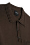 Men's Polo Collar Plain Knitwear Cotton Brown Sweater Steel Knit Classic Pattern - 5400F - 4