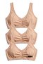 Girl's 3-Piece Cotton Bustier with Thick Straps, Gathered Front and Padded Comfortable Sporty Cut (6205-3)
