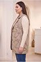 Patterned Large Size Cashmere Vest with Cotton Lining Inside, Beige - 3