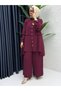Women's Quality Stylish Crepe Fabric Hijab Burgundy Set