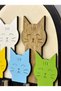 Colorful Cat Themed Mdf Wall Key Hanger with 4 Hangers 22X22 cm - 4