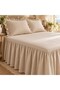 Ege Esintisi Natural Vintage Buldan Linen Textured 100% Cotton Ruffled Skirted Elastic Sheet Set