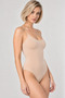 Women's Thin Straps Cotton U-Neck Bottom Hooked Body Suit Flexible Basic