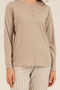 Modal Cotton Soft Textured Long Sleeve Women's Pajama Set Wide Size Option - 3