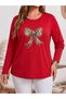 Women's Plus Size Printed Crew Neck Long Sleeve Viscose Cotton Lycra Fabric Oversize - 3