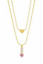 Stainless Steel Double Necklace Set Heart and Zircon Stone Combination Special for Women
