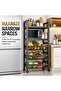5-Tier Kitchen Storage Rack with Wheels, Microwave Stand with 2 Shelves & 3 Removable Wire Baskets, Carbon Steel Rolling Organizer for Fruit, Vegetables, Pantry & Coffee Bar, Black - 3