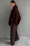Brown High-Neck Asymmetrical Cut Women's Poncho Mg2901 - 3