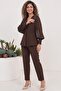 Pearl Embellished Peplum Blouse and Pants Set |   Premium White & Black Special Series 35026 - 6