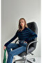 Blue Green Striped V-Neck Knit Sweater - 243276