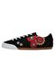 Women's Vegan Leather Black Sneakers - Blooming in the Dark Design - 4