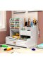 Desktop Organiser with Drawer, Multi-Compartment, 25x25x15cm
