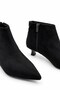 Denis Women's Suede Black Pointed Toe Low Goblet Heel Side Zipper Stylish Boots 3.5 cm Heel (Narrow Fit) - 6