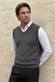 Men's V-Neck Dark Gray Sweater Cotton Knitwear Rice Patterned Steel Knit Classic Pattern - 5410H - 5