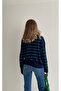 Blue Green Striped V-Neck Knit Sweater - 243276 - 3