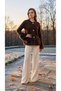 Fashionable Fur-Detail, Angora, Metal Buttons (65 cm) Women's Cardigan - 2