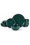 NAF 12-Piece Stoneware Dinner Set, Dark Green 4 Dinner Plates, 4 Side Plates & 4 Bowls
