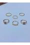 Women's Gold Color 8-Piece Design Ring Set - 2