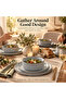 BAV 12-Piece Stoneware Dinner Set, Ash Grey 4 Dinner Plates, 4 Side Plates & 4 Bowls - 4