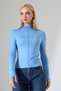 Women's Stretchy Soft Textured High Neck Long Sleeve Finger Loop Blouse - 5