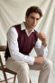 Men's V-Neck Burgundy Sweater Thessaloniki Knit Classic Pattern - 5550H - 5