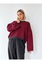 Livia Oversize Black Striped Knitwear Sweater Women Red - 5