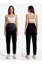 Maternity Stretchable Waistband Adjustable Mom Fit Smoked Ribbed Black Jeans