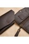 100% Genuine Leather Hand-Stitched Bitter Brown Women's Hand Portfolio Wallet and Bag with Wristlet 20X10 cm - 3