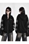 Streetwear Black Oversize Star Stone Zipper Sweatshirt Cardigan - 2