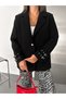 Women's Cashmere Fabric Double-Breasted Blazer Jacket with Double Buckle Cuff Detail - 8