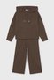 Girl's Hooded Knitwear Sweatshirt and Wide-Leg Pants Two-Piece Set
